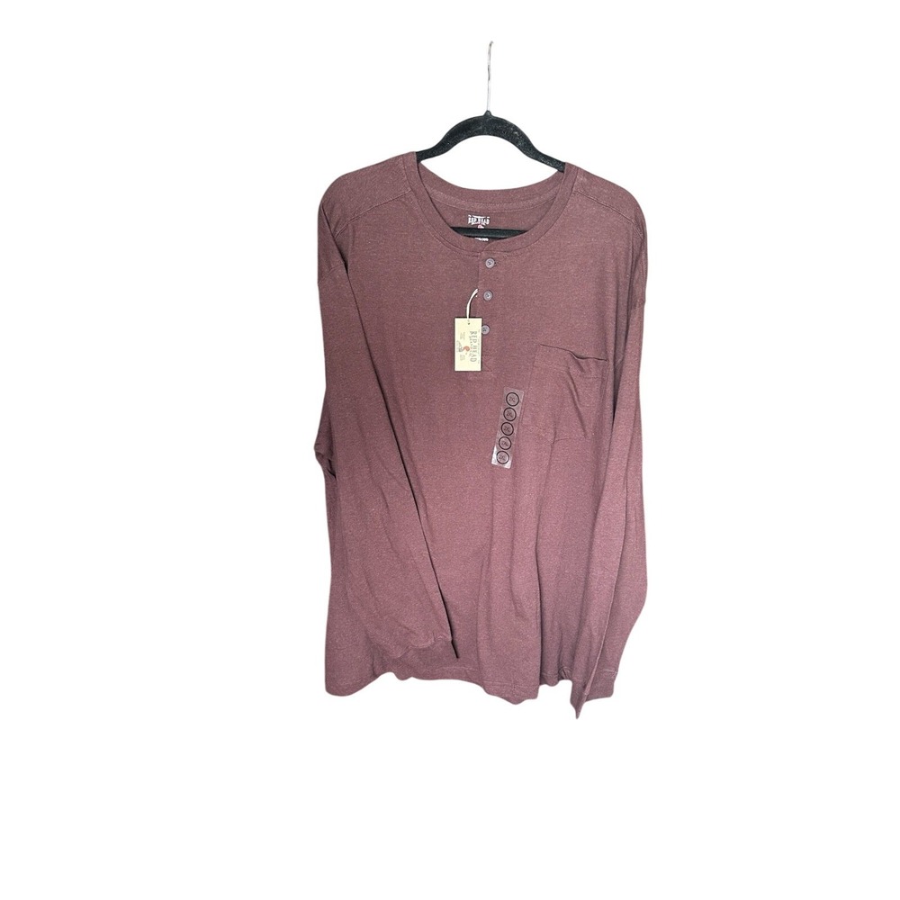 RedHead Brand Co Mens Long Sleeve Henley Shirt Burgundy Heather 2XL NWT